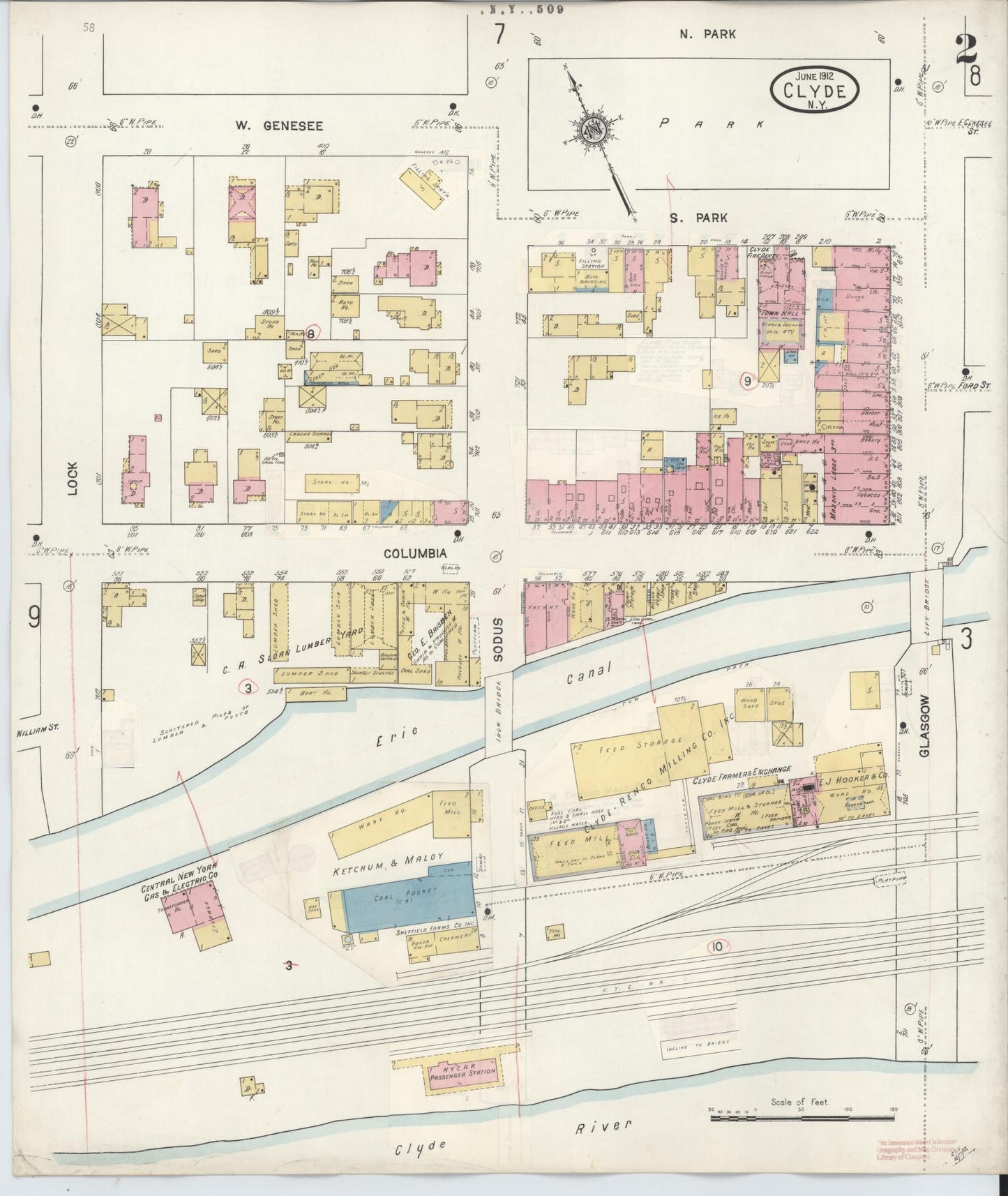 Sanborn Fire Insurance Map from Clyde, Wayne County, New York (1932), Sheet #0002 - Complete Map Set gallery image, historic Sanborn map, vintage wall art, New York New York