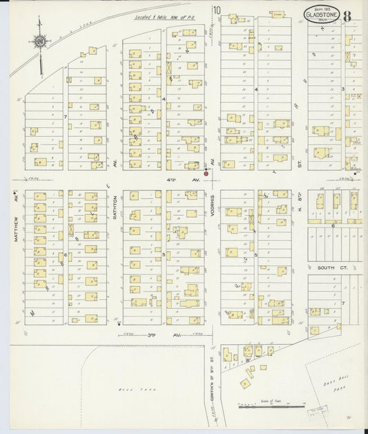 Sanborn Fire Insurance Map from Gladstone, Delta County, Michigan (1913), Sheet #0008 - Historic Sanborn Fire Insurance Map Print, vintage old map wall art, antique decor, genealogy gift, Michigan Michigan map