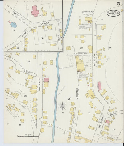 Sanborn Fire Insurance Map from Pomeroy, Meigs County, Ohio (1893), Sheet #0005 - Complete Map Set gallery image, historic Sanborn map, vintage wall art, Ohio Ohio
