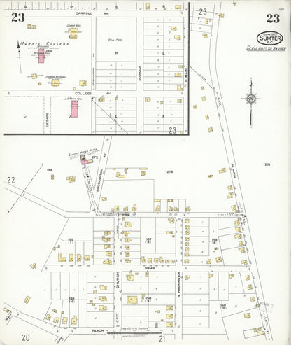Sanborn Fire Insurance Map from Sumter, Sumter County, South Carolina (1923), Sheet #0023 - Complete Map Set gallery image, historic Sanborn map, vintage wall art, South Carolina South Carolina