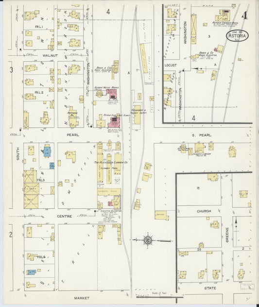 Sanborn Fire Insurance Map from Astoria, Fulton County, Illinois (1913), Sheet #0004 - Historic Sanborn Fire Insurance Map Print, vintage old map wall art, antique decor, genealogy gift, Illinois Illinois map