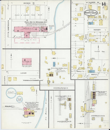 Sanborn Fire Insurance Map from Murphysboro, Jackson County, Illinois (1909), Sheet #0014 - Complete Map Set gallery image, historic Sanborn map, vintage wall art, Illinois Illinois