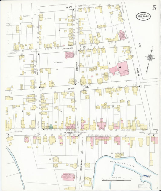 Sanborn Fire Insurance Map from Milford, Kent And Sussex Counties, Delaware (1910), Sheet #0005 - Historic Sanborn Fire Insurance Map Print, vintage old map wall art, antique decor, genealogy gift, Delaware Delaware map