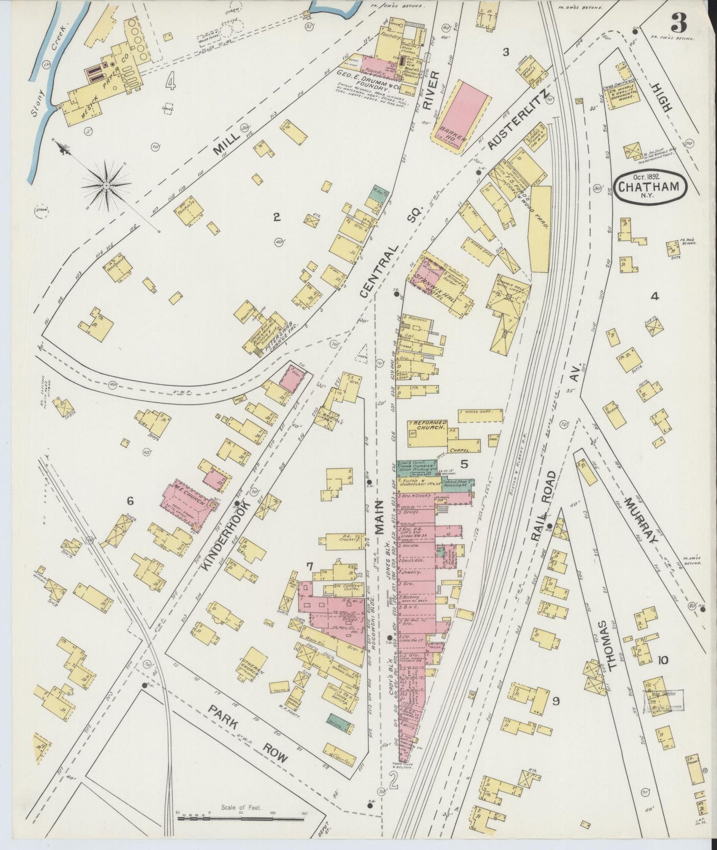 Sanborn Fire Insurance Map from Chatham, Columbia County, New York (1892), Sheet #0003 - Complete Map Set gallery image, historic Sanborn map, vintage wall art, New York New York