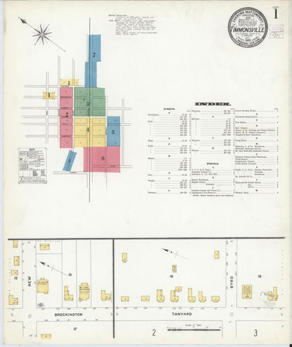 Sanborn Fire Insurance Map from Timmonsville, Florence County, South Carolina (1908), Sheet #0001 - Complete Map Set gallery image, historic Sanborn map, vintage wall art, South Carolina South Carolina