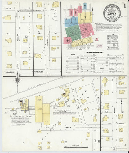 Sanborn Fire Insurance Map from Royse City, Rockwell County, Texas (1911), Sheet #0001 - Complete Map Set gallery image, historic Sanborn map, vintage wall art, Texas Texas