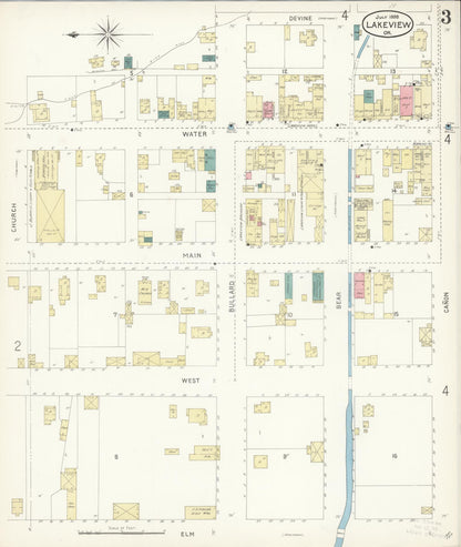 Sanborn Fire Insurance Map from Lakeview, Lake County, Oregon (1898), Sheet #0003 - Complete Map Set gallery image, historic Sanborn map, vintage wall art, Oregon Oregon
