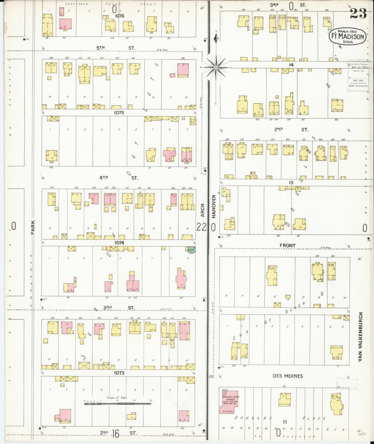 Sanborn Fire Insurance Map from Fort Madison, Lee County, Iowa (1900), Sheet #0023 - Historic Sanborn Fire Insurance Map Print