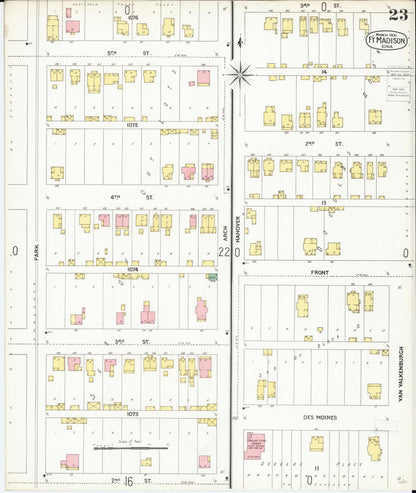 Sanborn Fire Insurance Map from Fort Madison, Lee County, Iowa (1900), Sheet #0023 - Historic Sanborn Fire Insurance Map Print