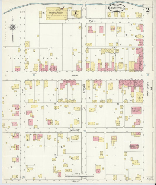 Sanborn Fire Insurance Map from Centerville, Wayne County, Indiana (1913), Sheet #0002 - Historic Sanborn Fire Insurance Map Print, vintage old map wall art, antique decor, genealogy gift, Indiana Indiana map