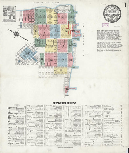 Sanborn Fire Insurance Map from Port Townsend, Jefferson County, Washington (1911), Sheet #0001 - Complete Map Set gallery image, historic Sanborn map, vintage wall art, Washington Washington