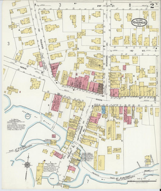Sanborn Fire Insurance Map from Riverhead, Suffolk County, New York (1920), Sheet #0002 - Historic Sanborn Fire Insurance Map Print, vintage old map wall art, antique decor, genealogy gift, New York New York map