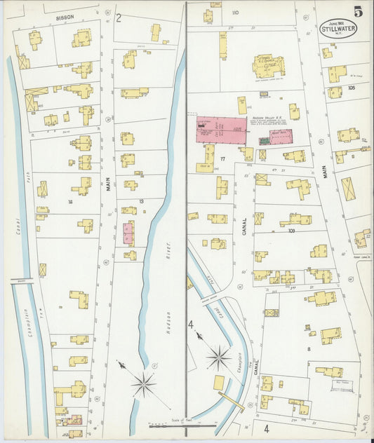 Sanborn Fire Insurance Map from Stillwater, Saratoga County, New York (1902), Sheet #0005 - Historic Sanborn Fire Insurance Map Print, vintage old map wall art, antique decor, genealogy gift, New York New York map