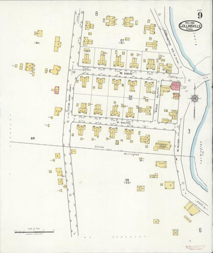 Sanborn Fire Insurance Map from Collinsville, Hartford County, Connecticut (1921), Sheet #0009 - Complete Map Set gallery image, historic Sanborn map, vintage wall art, Connecticut Connecticut