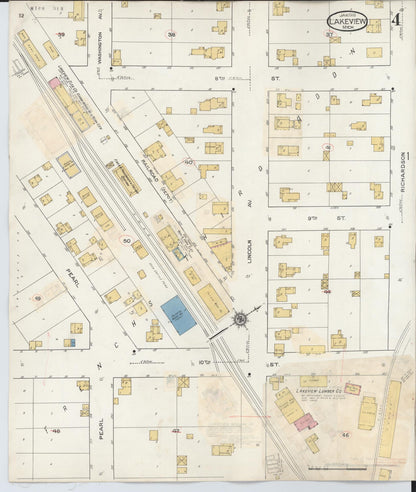 Sanborn Fire Insurance Map from Lakeview, Montcalm County, Michigan (1932), Sheet #0004 - Historic Sanborn Fire Insurance Map Print, vintage old map wall art, antique decor, genealogy gift, Michigan Michigan map