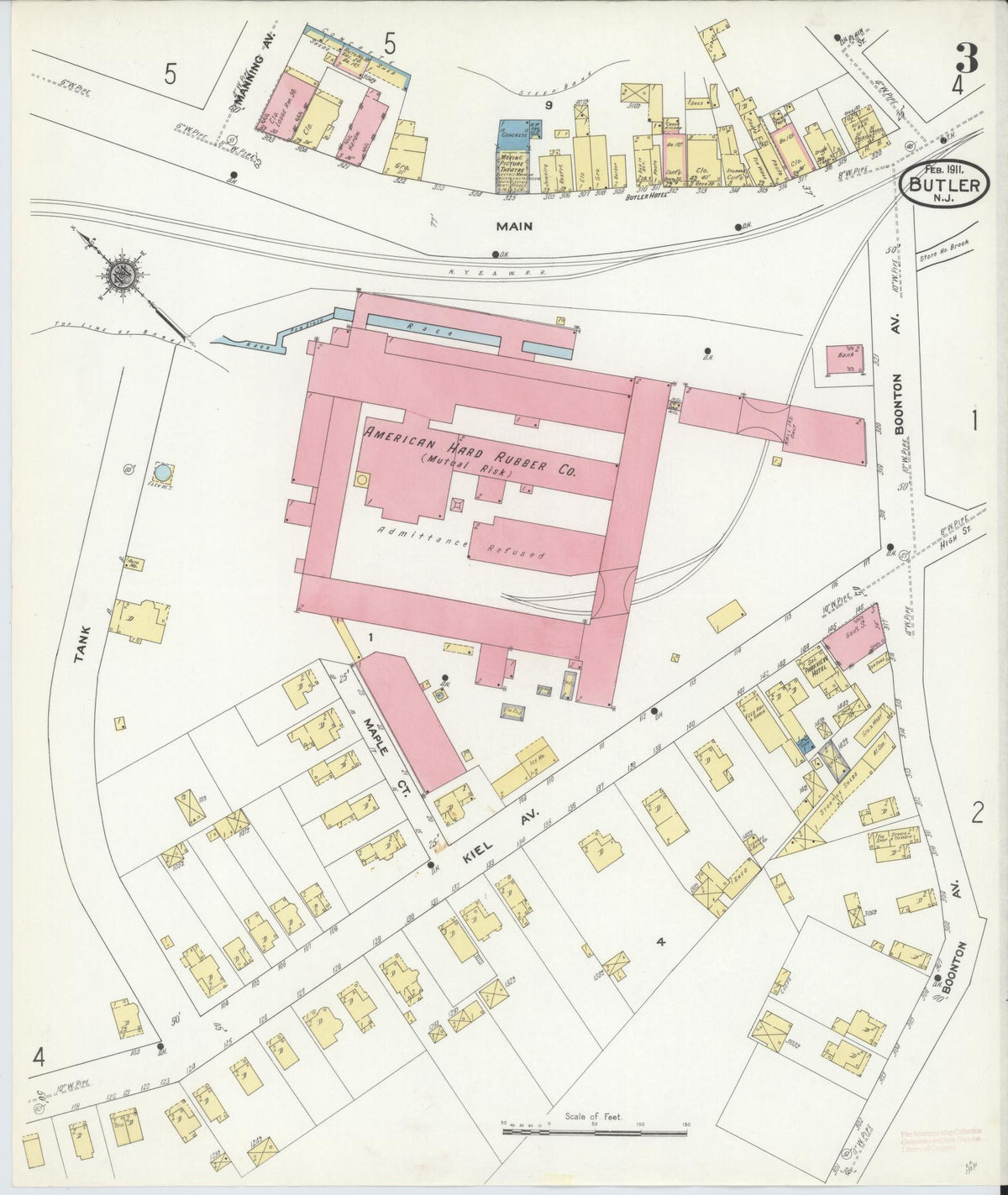 Sanborn Fire Insurance Map from Butler, Morris County, New Jersey (1911), Sheet #0003 - Complete Map Set gallery image, historic Sanborn map, vintage wall art, New Jersey New Jersey