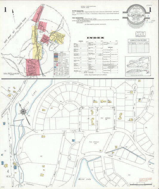 Sanborn Fire Insurance Map from Sloatsburg, Rockland County, New York (1942), Sheet #0001 - Historic Sanborn Fire Insurance Map Print, vintage old map wall art, antique decor, genealogy gift, New York New York map
