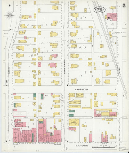Sanborn Fire Insurance Map from Tipton, Tipton County, Indiana (1902), Sheet #0005 - Complete Map Set gallery image, historic Sanborn map, vintage wall art, Indiana Indiana