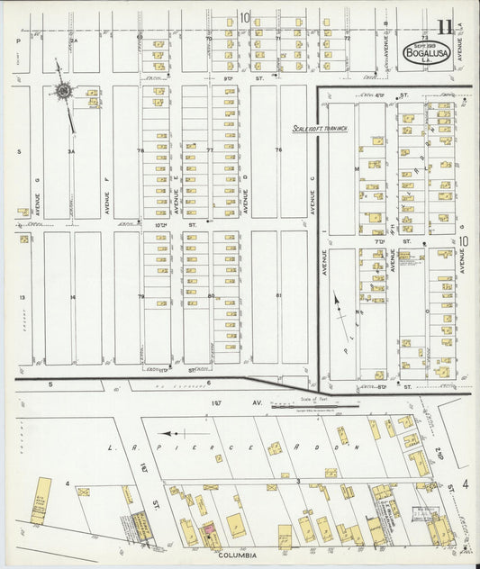 Sanborn Fire Insurance Map from Bogalusa, Washington Parish, Louisiana (1919), Sheet #0011 - Historic Sanborn Fire Insurance Map Print, vintage old map wall art, antique decor, genealogy gift, Louisiana Louisiana map