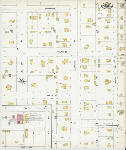 Sanborn Fire Insurance Map from Purcell, McClain County, Oklahoma (1904), Sheet #0008 - Complete Map Set gallery image, historic Sanborn map, vintage wall art, Oklahoma Oklahoma