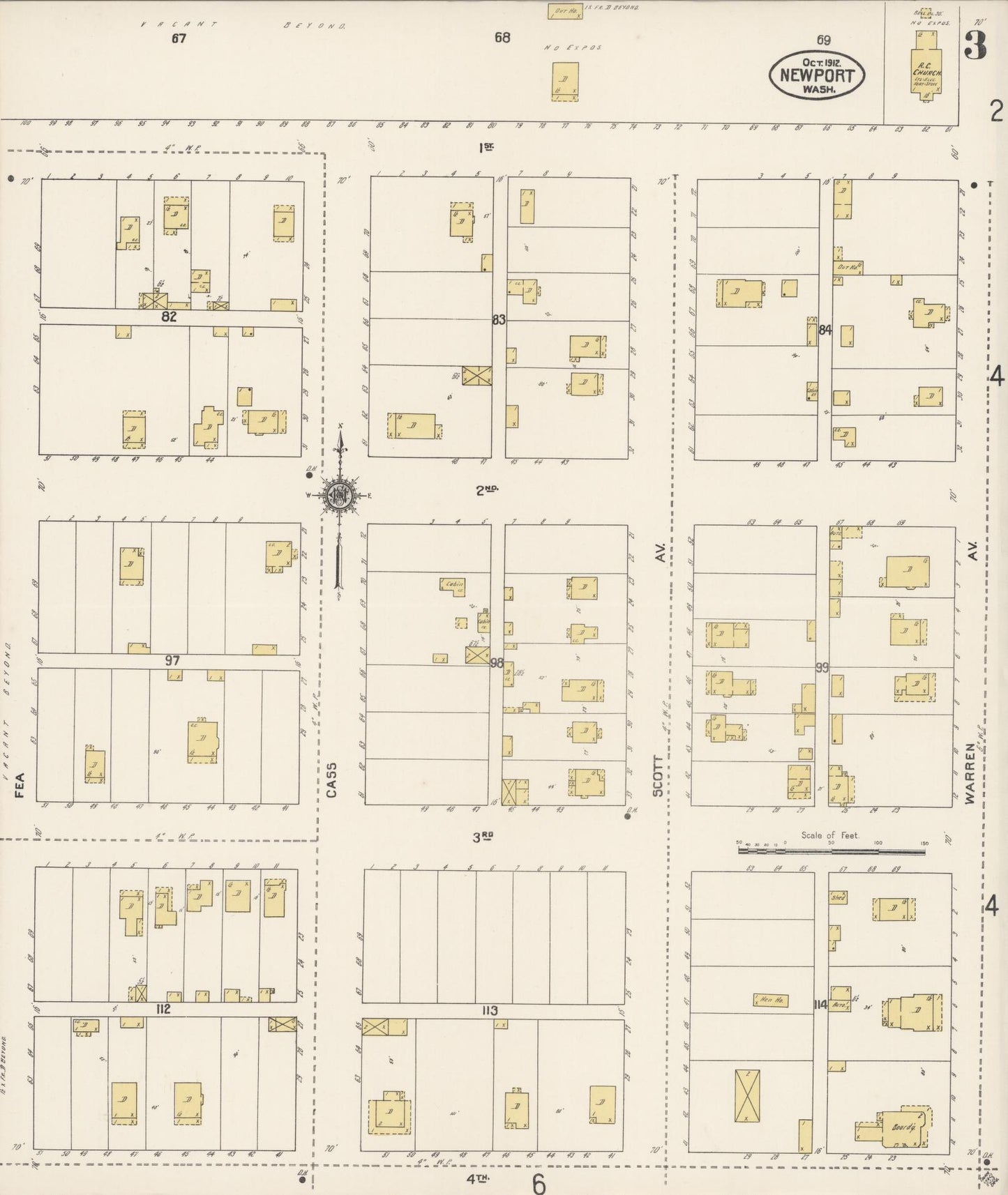 Sanborn Fire Insurance Map from Newport, Pend Orielle County, Washington (1912), Sheet #0003 - Complete Map Set gallery image, historic Sanborn map, vintage wall art, Washington Washington