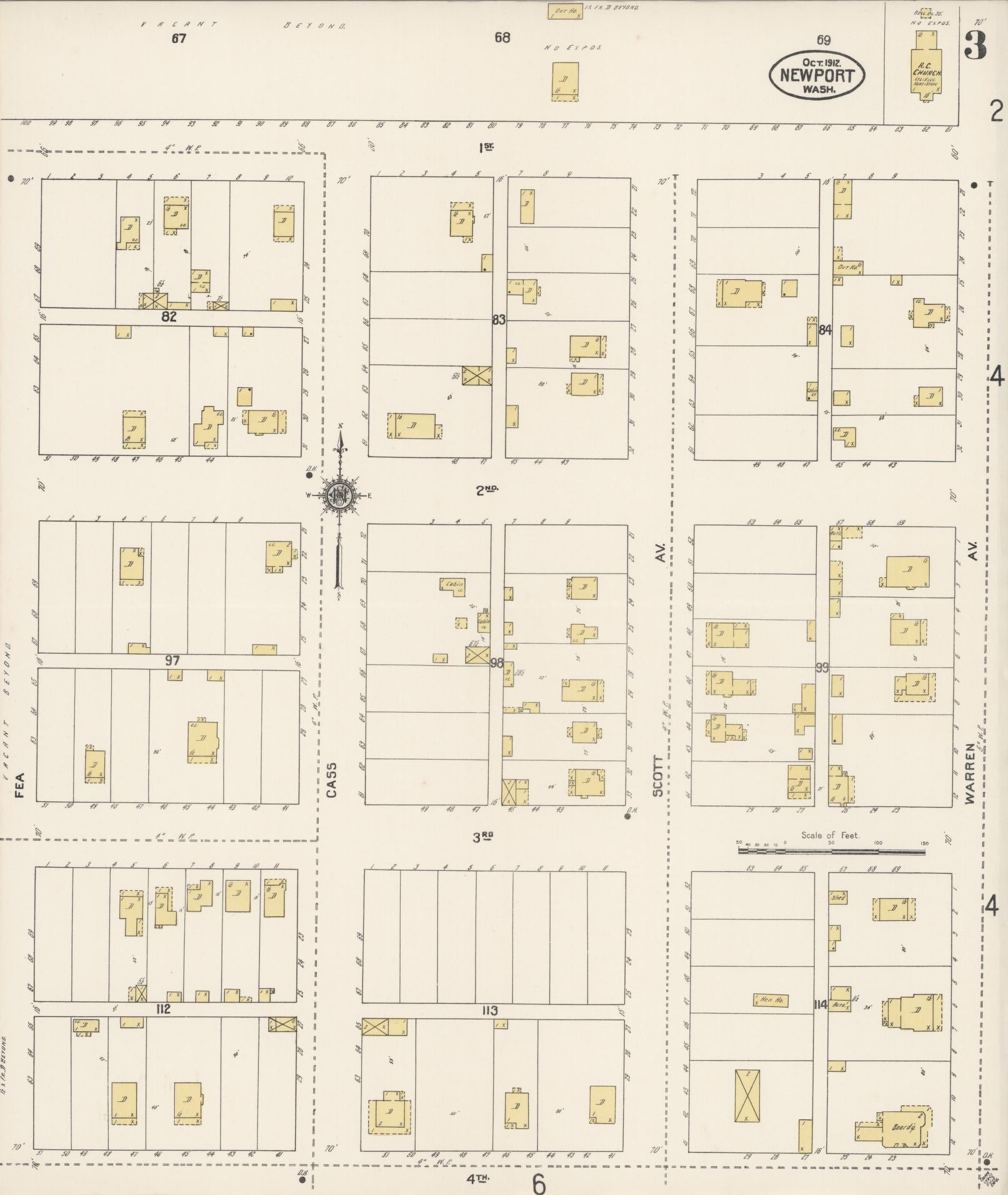 Sanborn Fire Insurance Map from Newport, Pend Orielle County, Washington (1912), Sheet #0003 - Complete Map Set gallery image, historic Sanborn map, vintage wall art, Washington Washington