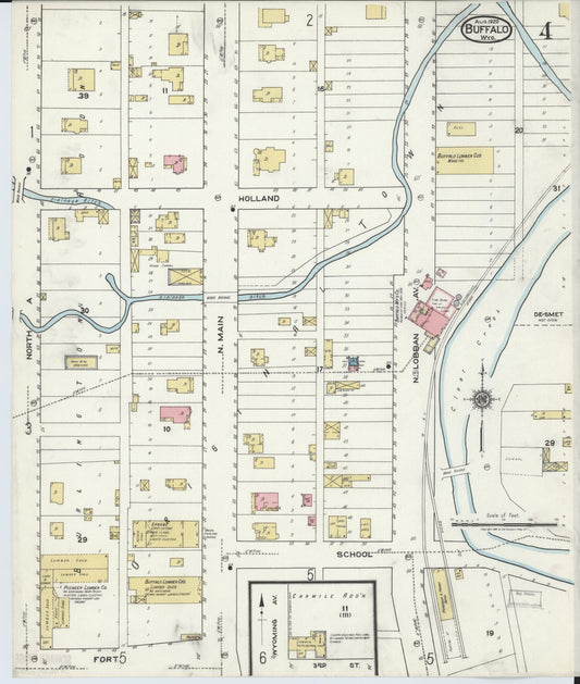 Sanborn Fire Insurance Map from Buffalo, Johnson County, Wyoming (1920), Sheet #0004 - Historic Sanborn Fire Insurance Map Print, vintage old map wall art, antique decor, genealogy gift, Wyoming Wyoming map