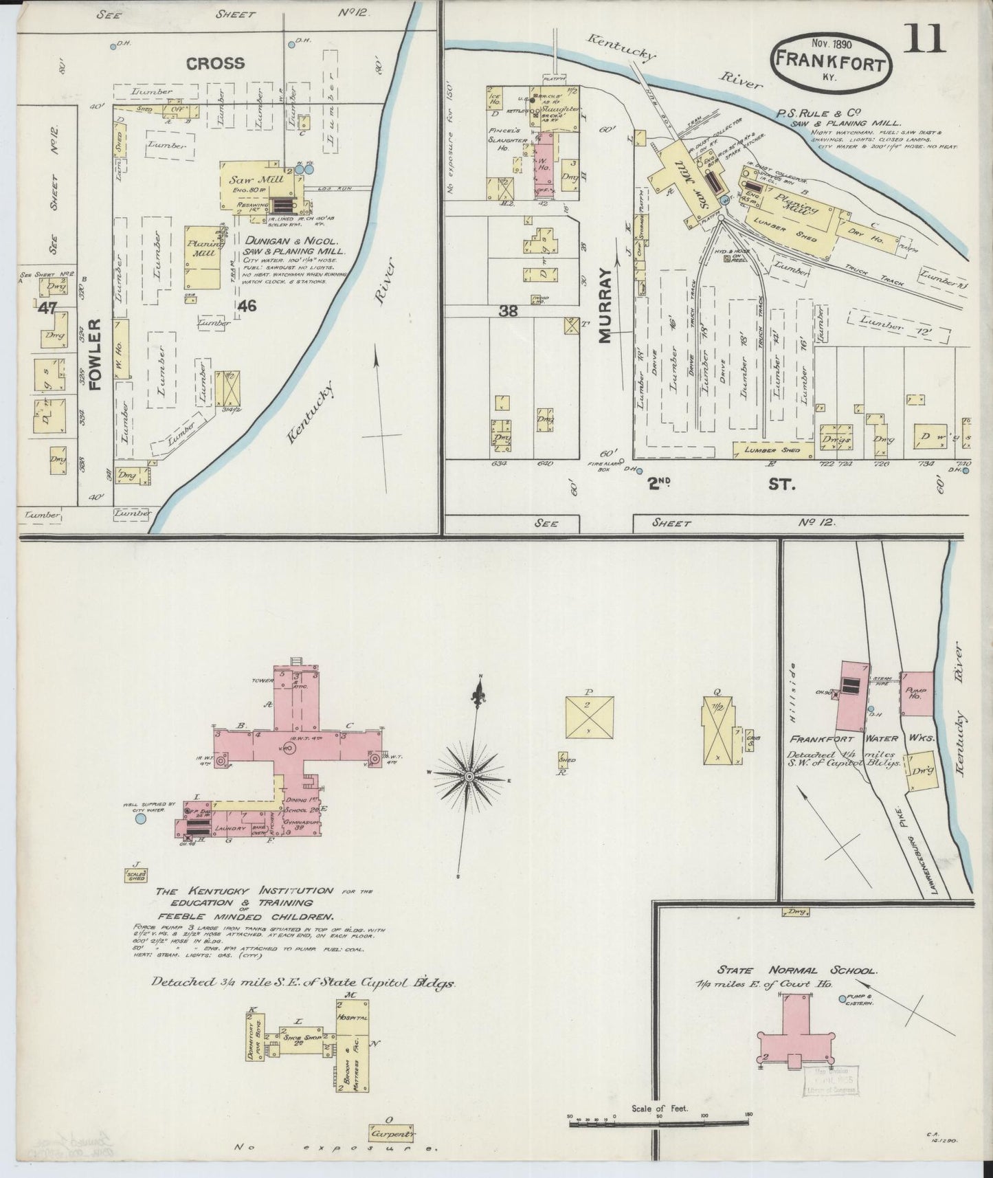 Sanborn Fire Insurance Map from Frankfort, Franklin County, Kentucky (1890), Sheet #0011 - Complete Map Set gallery image, historic Sanborn map, vintage wall art, Kentucky Kentucky