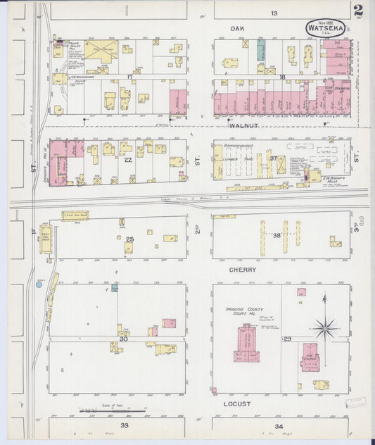 Sanborn Fire Insurance Map from Watseka, Iroquois County, Illinois (1892), Sheet #0002 - Historic Sanborn Fire Insurance Map Print, vintage old map wall art, antique decor, genealogy gift, Illinois Illinois map
