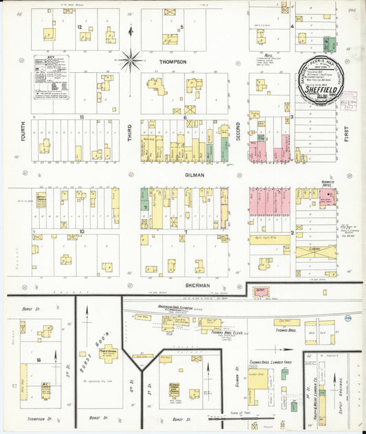 Sanborn Fire Insurance Map from Sheffield, Franklin County, Iowa (1901), Sheet #0001 - Historic Sanborn Fire Insurance Map Print, vintage old map wall art