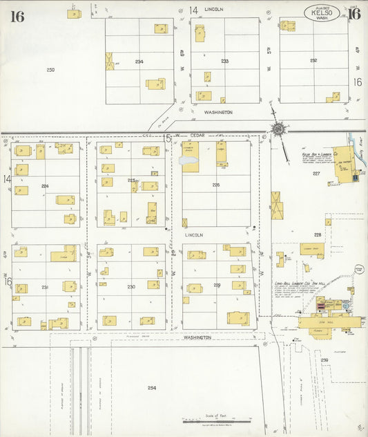 Sanborn Fire Insurance Map from Kelso, Cowlitz County, Washington (1923), Sheet #0016 - Historic Sanborn Fire Insurance Map Print, vintage old map wall art, antique decor, genealogy gift, Washington Washington map