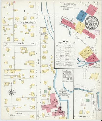Sanborn Fire Insurance Map from Williamstown, Berkshire County, Massachusetts (1908), Sheet #0001 - Complete Map Set gallery image, historic Sanborn map, vintage wall art, Massachusetts Massachusetts