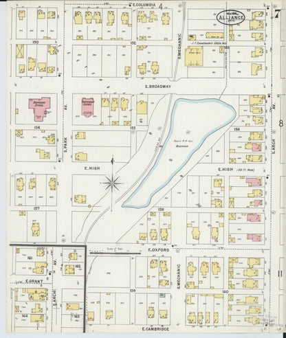 Sanborn Fire Insurance Map from Alliance, Stark County, Ohio (1898), Sheet #0007 - Historic Sanborn Fire Insurance Map Print, vintage old map wall art, antique decor, genealogy gift, Ohio Ohio map
