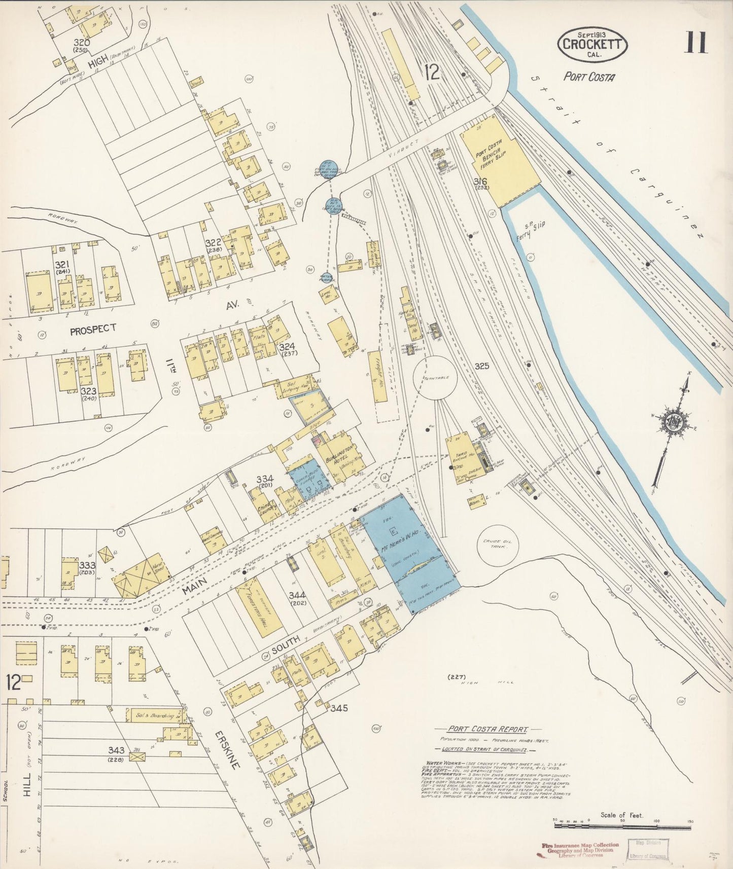 Sanborn Fire Insurance Map from Crockett, Contra Costa County, California (1913), Sheet #0011 - Complete Map Set gallery image, historic Sanborn map, vintage wall art, California California