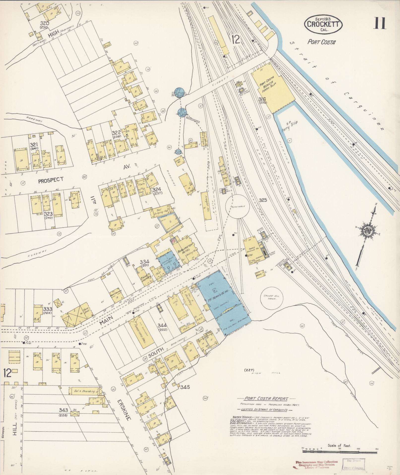 Sanborn Fire Insurance Map from Crockett, Contra Costa County, California (1913), Sheet #0011 - Complete Map Set gallery image, historic Sanborn map, vintage wall art, California California