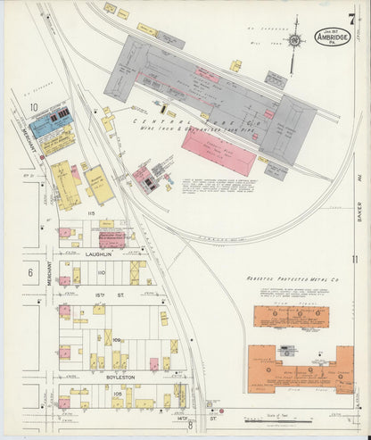 Sanborn Fire Insurance Map from Ambridge, Beaver County, Pennsylvania (1917), Sheet #0007 - Complete Map Set gallery image, historic Sanborn map, vintage wall art, Pennsylvania Pennsylvania