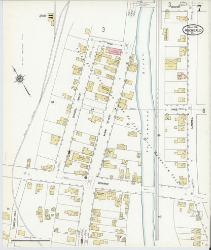Sanborn Fire Insurance Map from Archbald, Lackawanna County, Pennsylvania (1912), Sheet #0007 - Historic Sanborn Fire Insurance Map Print, vintage old map wall art, antique decor, genealogy gift, Pennsylvania Pennsylvania map