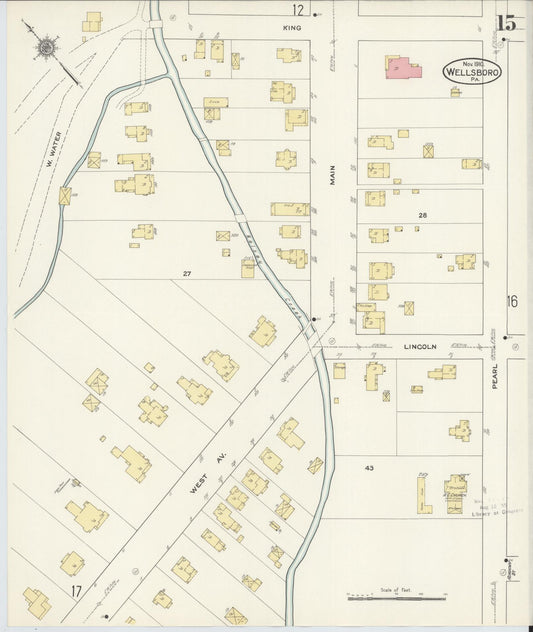 Sanborn Fire Insurance Map from Wellsboro, Tioga County, Pennsylvania (1910), Sheet #0015 - Historic Sanborn Fire Insurance Map Print, vintage old map wall art, antique decor, genealogy gift, Pennsylvania Pennsylvania map