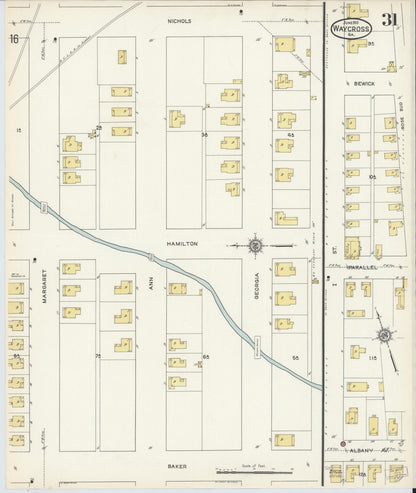 Sanborn Fire Insurance Map from Waycross, Ware County, Georgia (1913), Sheet #0031 - Complete Map Set gallery image, historic Sanborn map, vintage wall art, Georgia Georgia
