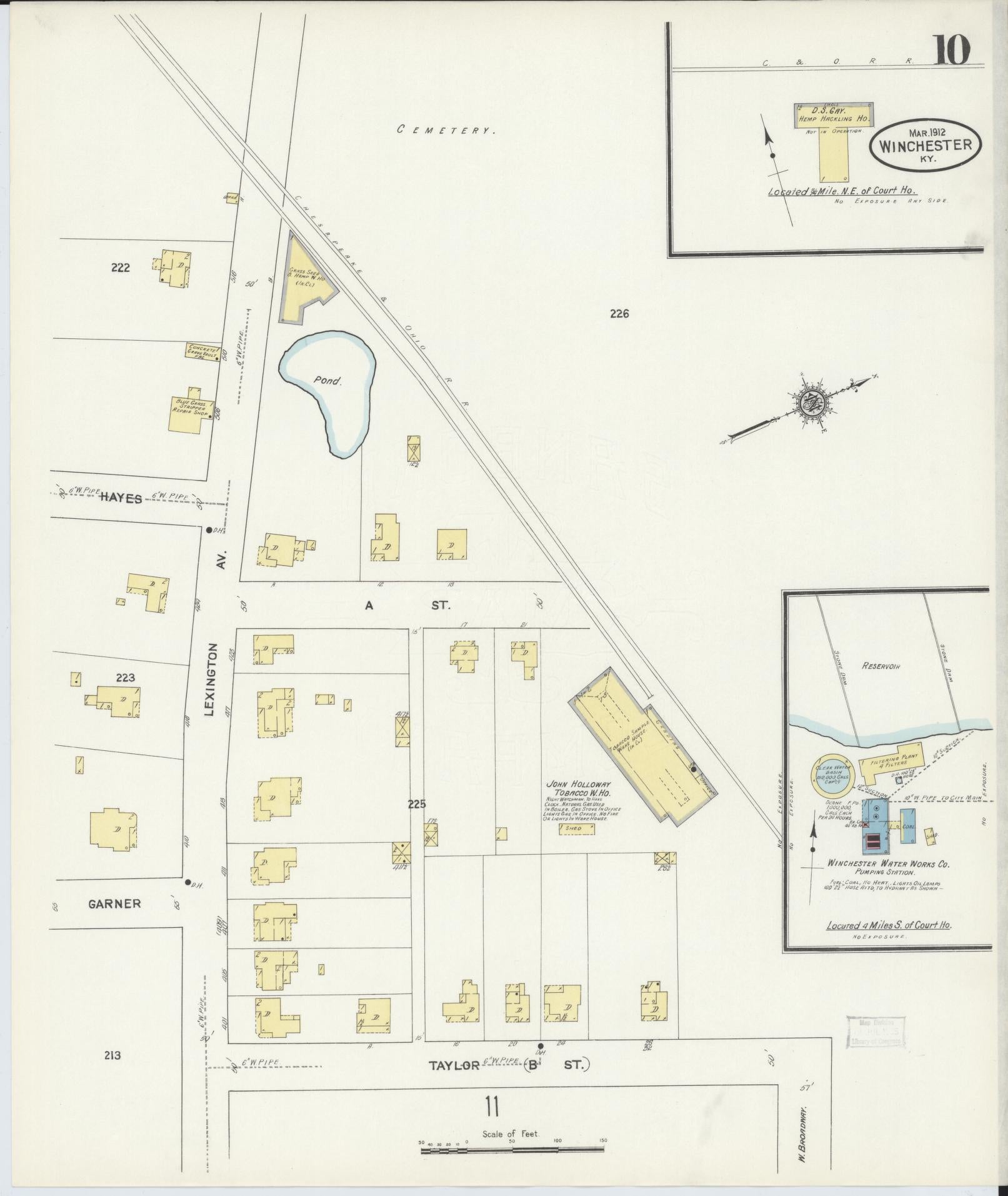 Sanborn Fire Insurance Map from Winchester, Clark County, Kentucky (1912), Sheet #0010 - Complete Map Set gallery image, historic Sanborn map, vintage wall art, Kentucky Kentucky