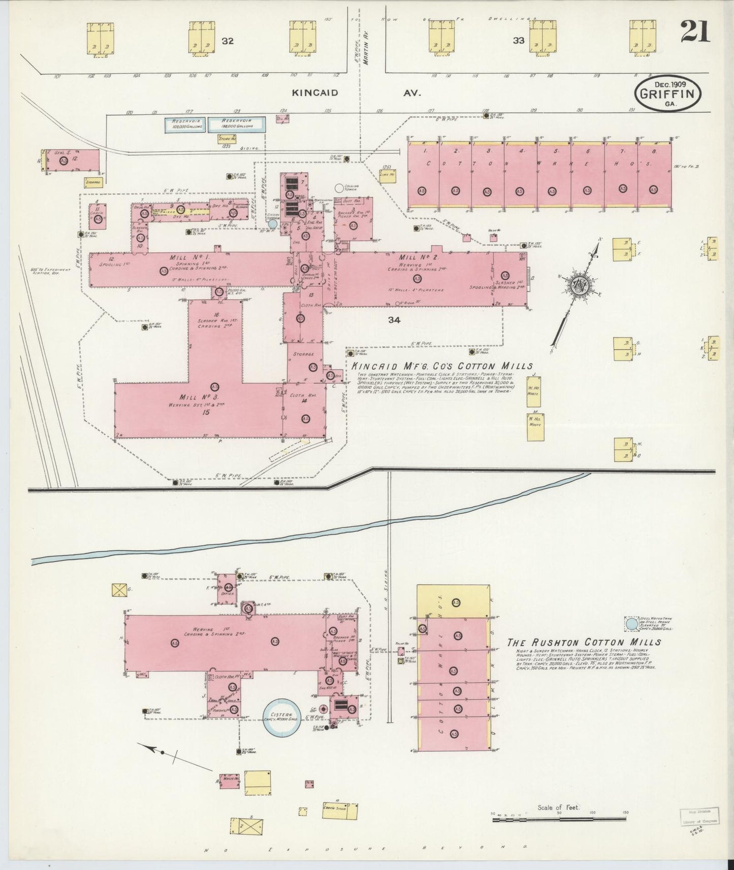 Sanborn Fire Insurance Map from Griffin, Spalding County, Georgia (1909), Sheet #0021 - Complete Map Set gallery image, historic Sanborn map, vintage wall art, Georgia Georgia