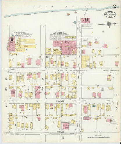 Sanborn Fire Insurance Map from Wellsburg, Brooke County, West Virginia (1913), Sheet #0002 - Complete Map Set gallery image, historic Sanborn map, vintage wall art, West Virginia West Virginia