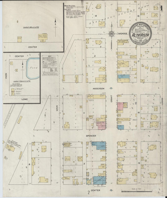 Sanborn Fire Insurance Map from Alta Vista, Wabaunsee County, Kansas (1912), Sheet #0001 - Complete Map Set gallery image, historic Sanborn map, vintage wall art, Kansas Kansas