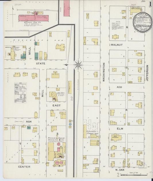 Sanborn Fire Insurance Map from Hampshire, Kane County, Illinois (1893), Sheet #0001 - Complete Map Set gallery image, historic Sanborn map, vintage wall art, Illinois Illinois