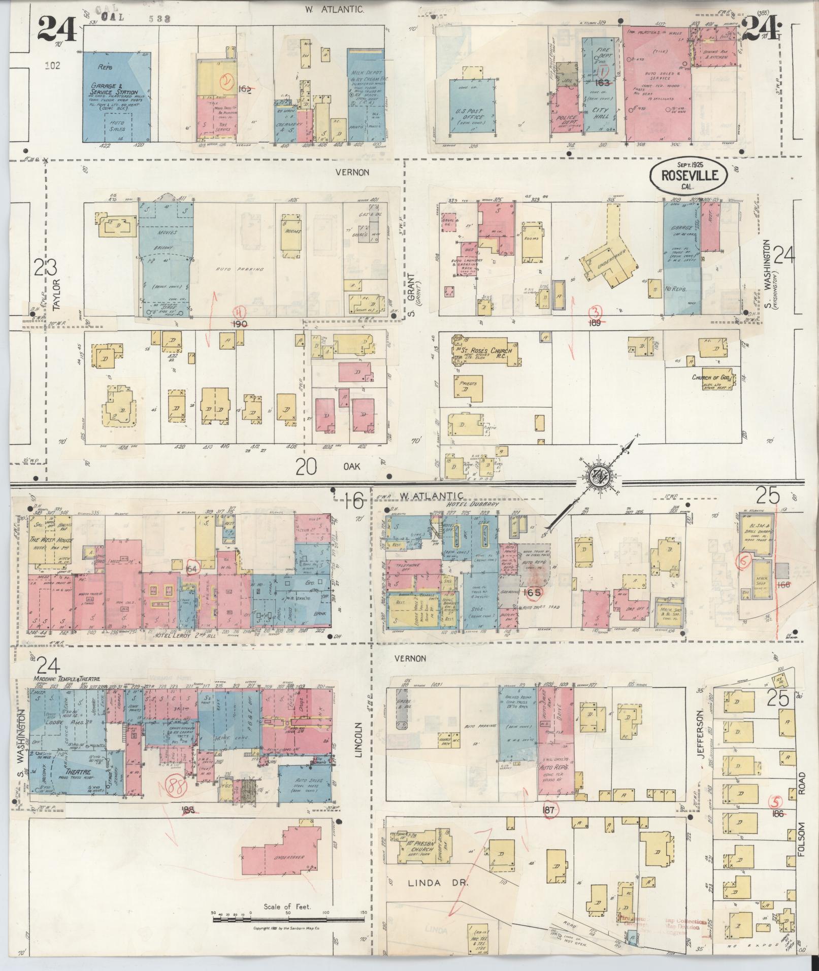 Sanborn Fire Insurance Map from Roseville, Placer County, California (1944), Sheet #0024 - Complete Map Set gallery image, historic Sanborn map, vintage wall art, California California