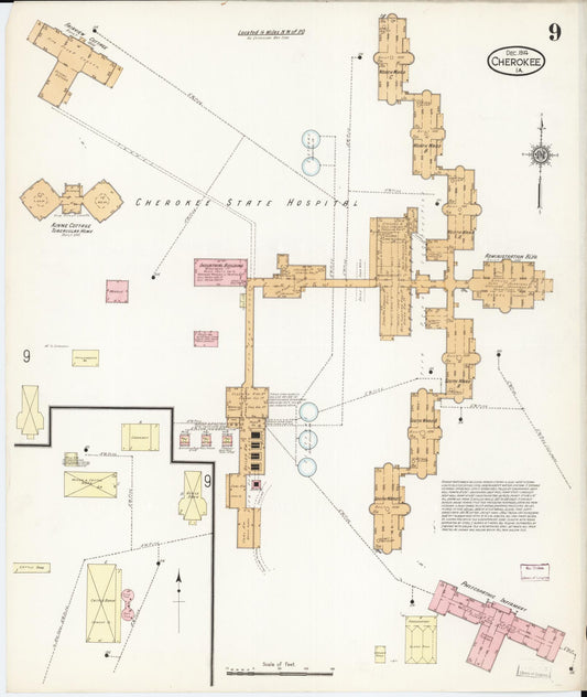 Sanborn Fire Insurance Map from Cherokee, Cherokee County, Iowa (1914), Sheet #0009 - Historic Sanborn Fire Insurance Map Print, vintage old map wall art
