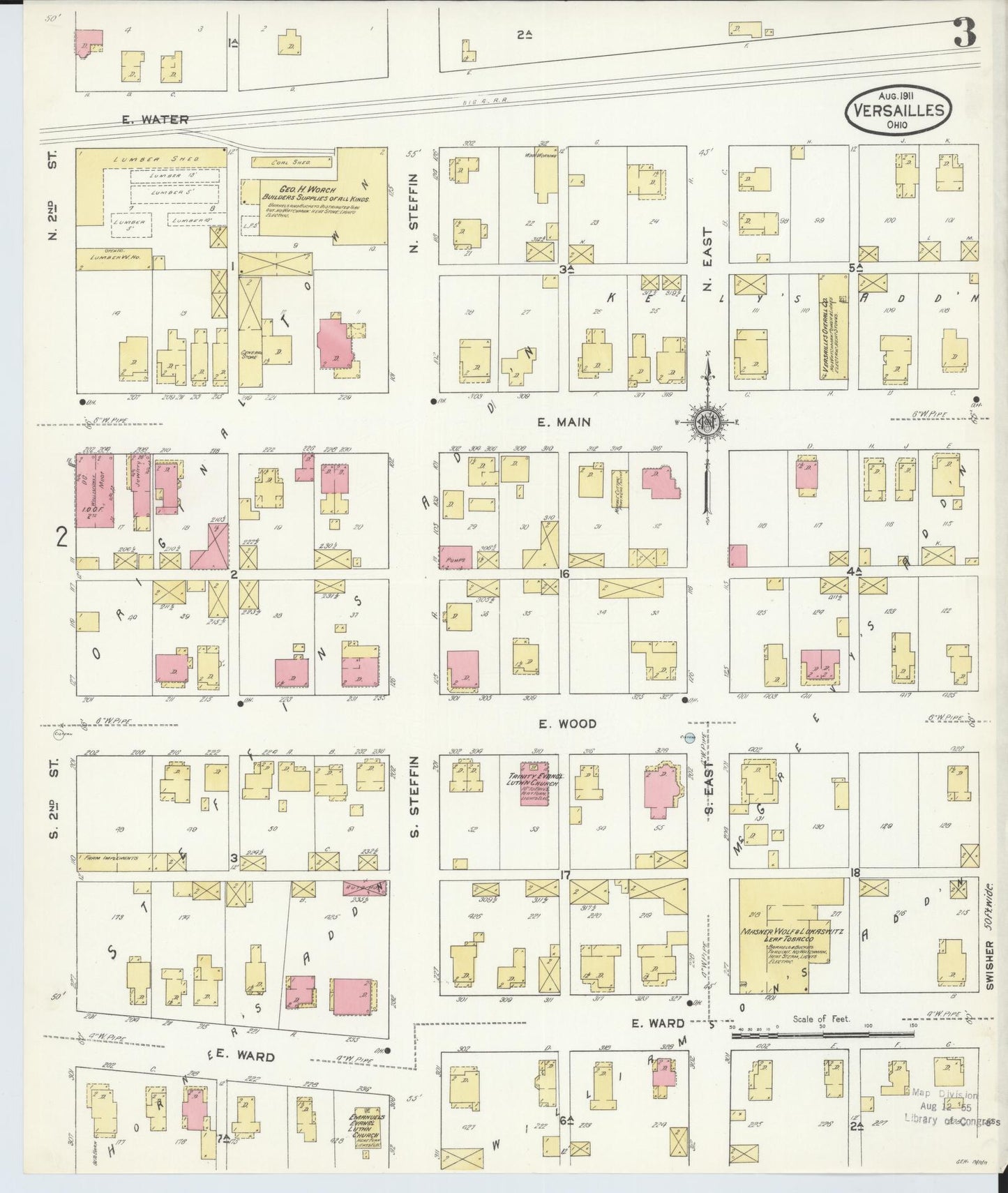 Sanborn Fire Insurance Map from Versailles, Darke County, Ohio (1911), Sheet #0003 - Complete Map Set gallery image, historic Sanborn map, vintage wall art, Ohio Ohio