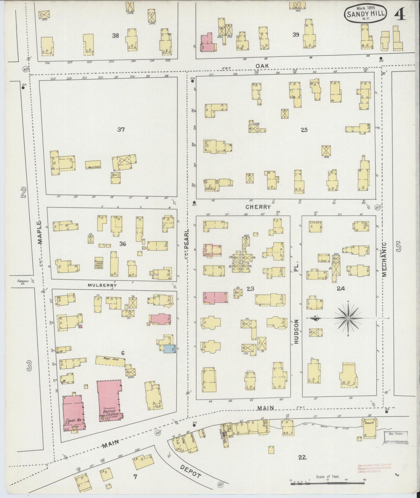 Sanborn Fire Insurance Map from Sandy Hill, Washington County, New York (1895), Sheet #0004 - Complete Map Set gallery image, historic Sanborn map, vintage wall art, New York New York