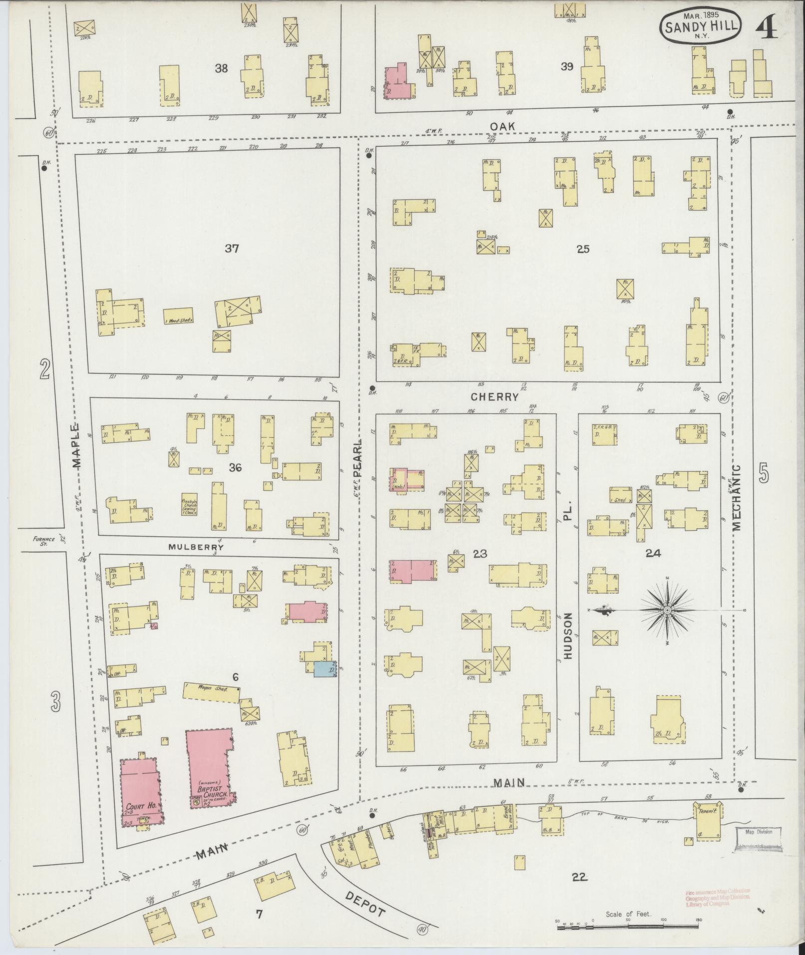 Sanborn Fire Insurance Map from Sandy Hill, Washington County, New York (1895), Sheet #0004 - Complete Map Set gallery image, historic Sanborn map, vintage wall art, New York New York
