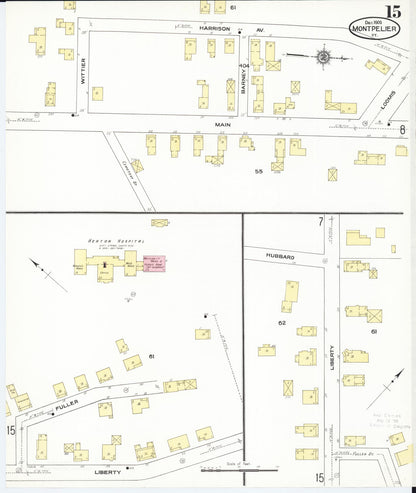 Sanborn Fire Insurance Map from Montpelier, Washington County, Vermont (1909), Sheet #0015 - Complete Map Set gallery image, historic Sanborn map, vintage wall art, Vermont Vermont